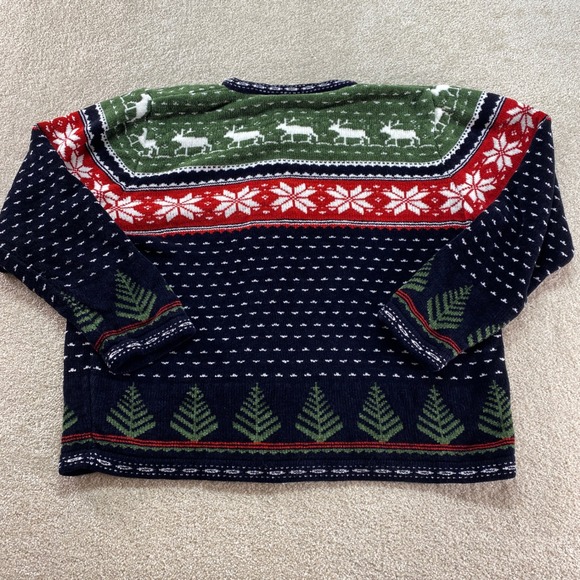 Croft & Barrow Cardigan Women Large Norwegian Fair Isle Snowflake Deer Tree Knit - Picture 9 of 10